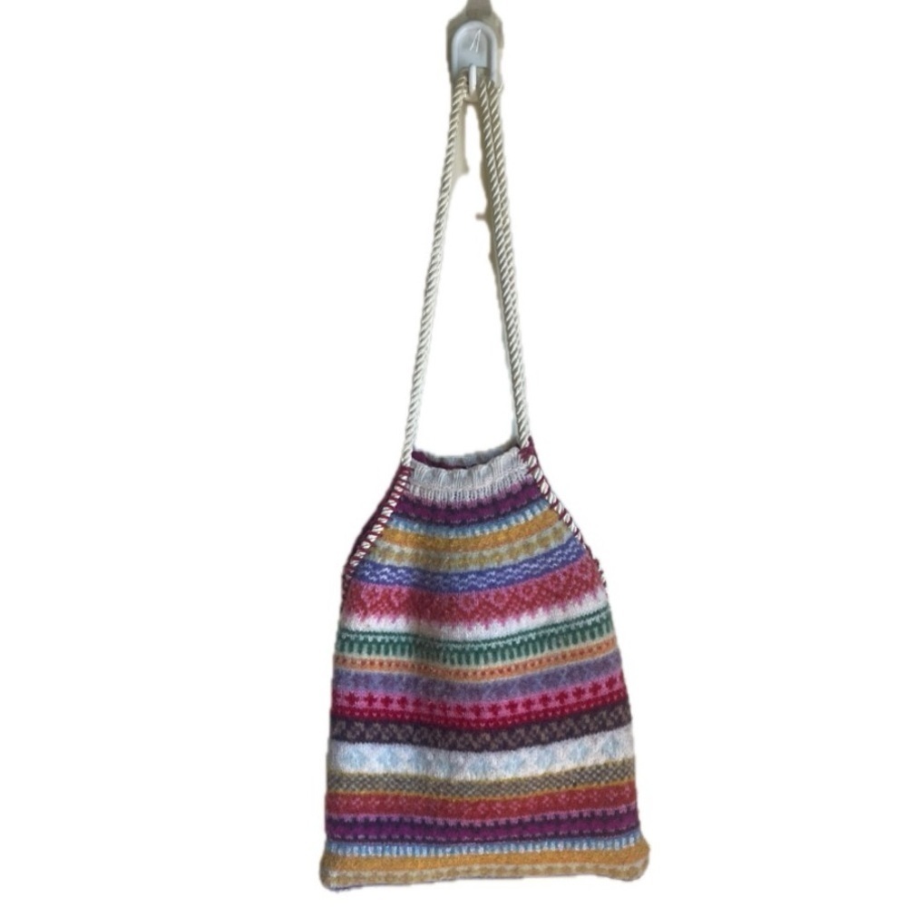 Wool Y2K Knit Multicolor Shoulder Bag - Picture 1 of 4